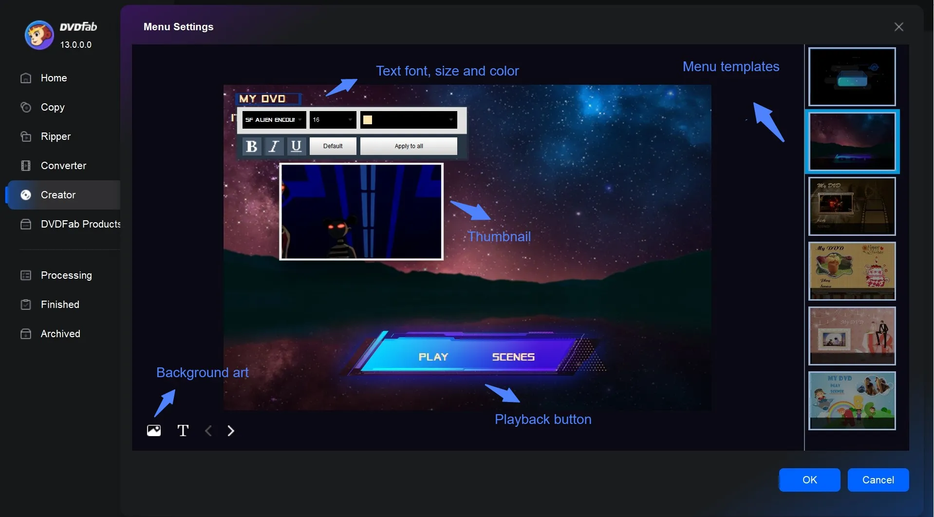 Customize DVD Menu in DVDFab
