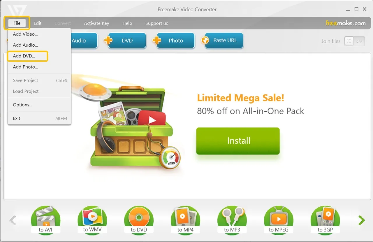 Video Converters with DVD Ripping Modules: Freemake Video Converter