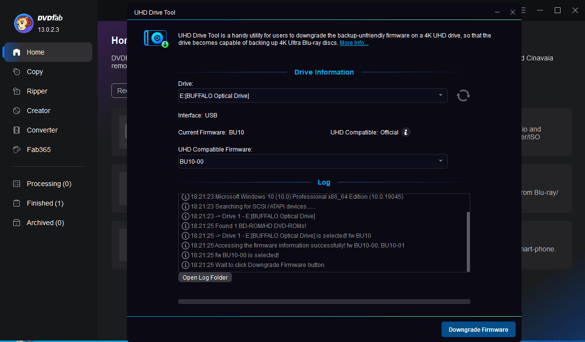 How to Downgrade Unfriendly Firmware on UHD Drive with DVDFab