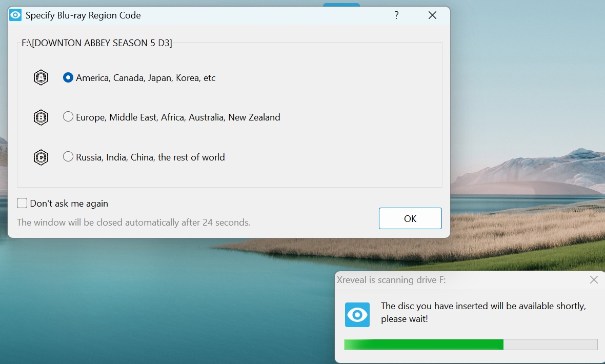 Specify Blu-ray Region Code using Xreveal