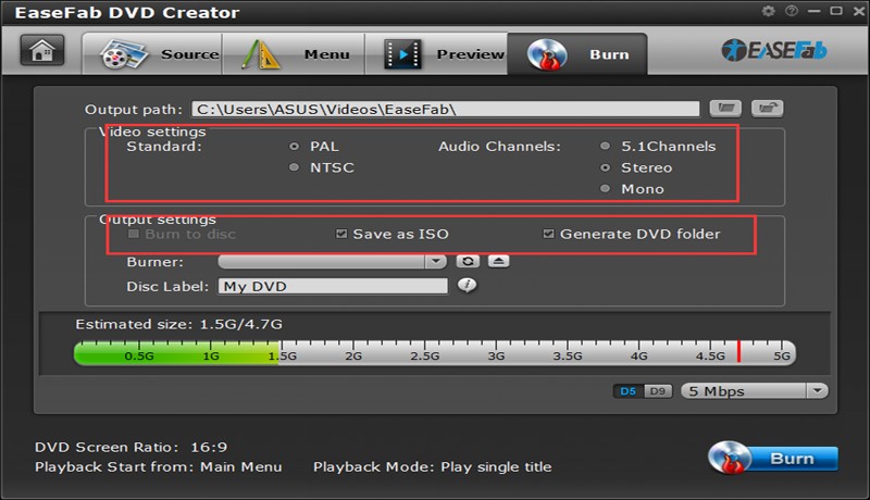 Transfer MP4 to DVD with EaseFab DVD Creator