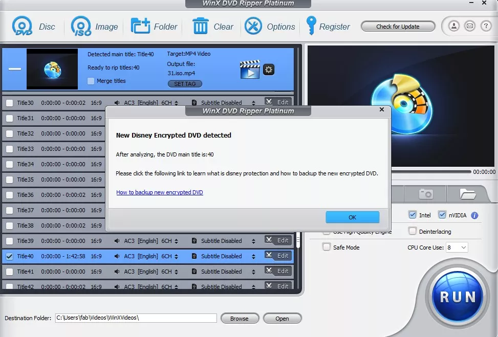 Launch WinX DVD Ripper and load your source