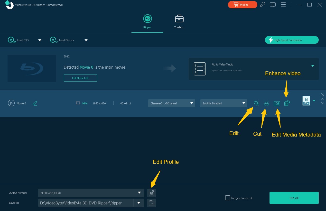 Adjust Advanced Settings using VideoByte