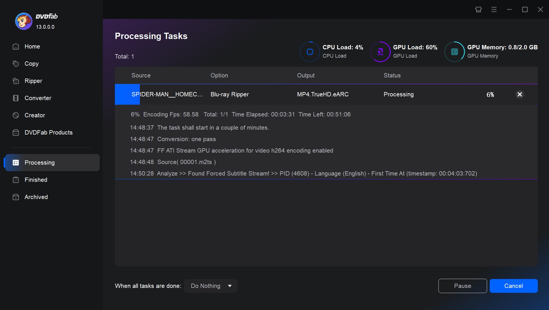 Start to Convert BDMV to MKV with DVDFab Blu-ray Ripper