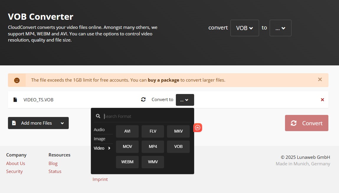 Step to Convert BDMV to MKV with CloudConvert