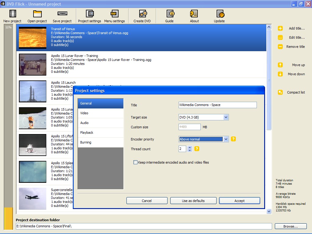 DVD burner software: dvd flick