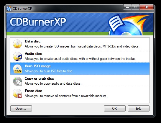 Free DVD burner software:CDBurnerXP