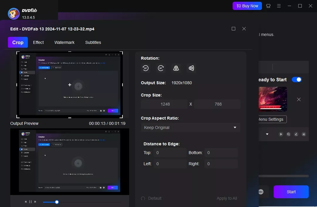 Video Editor in DVDFab DVD Creator