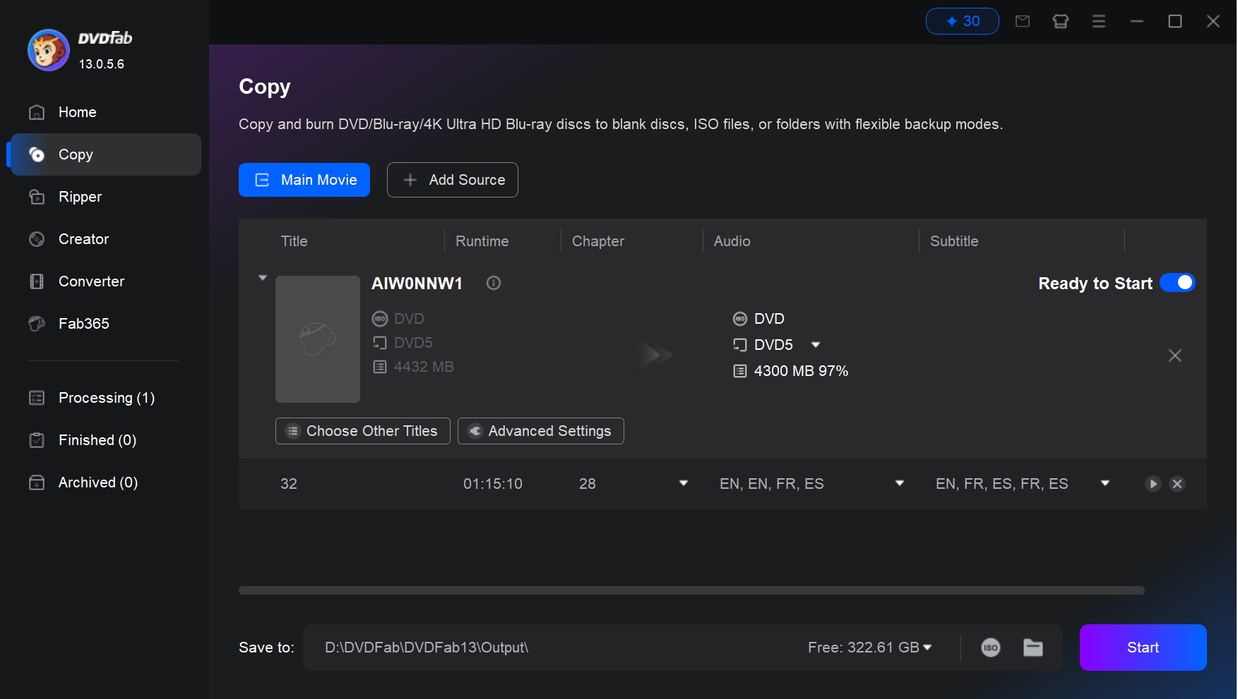 DVDFab HD Decrypter (Best for Older Discs, Simplified Free Mode)