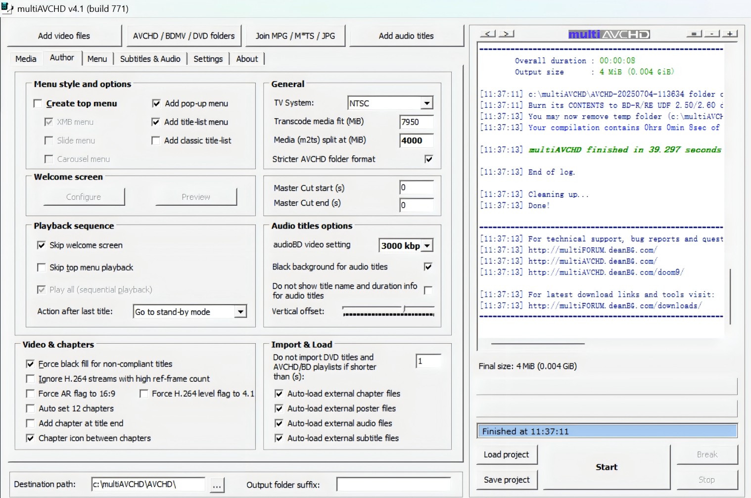 Blu-ray authoring software: multiAVCHD