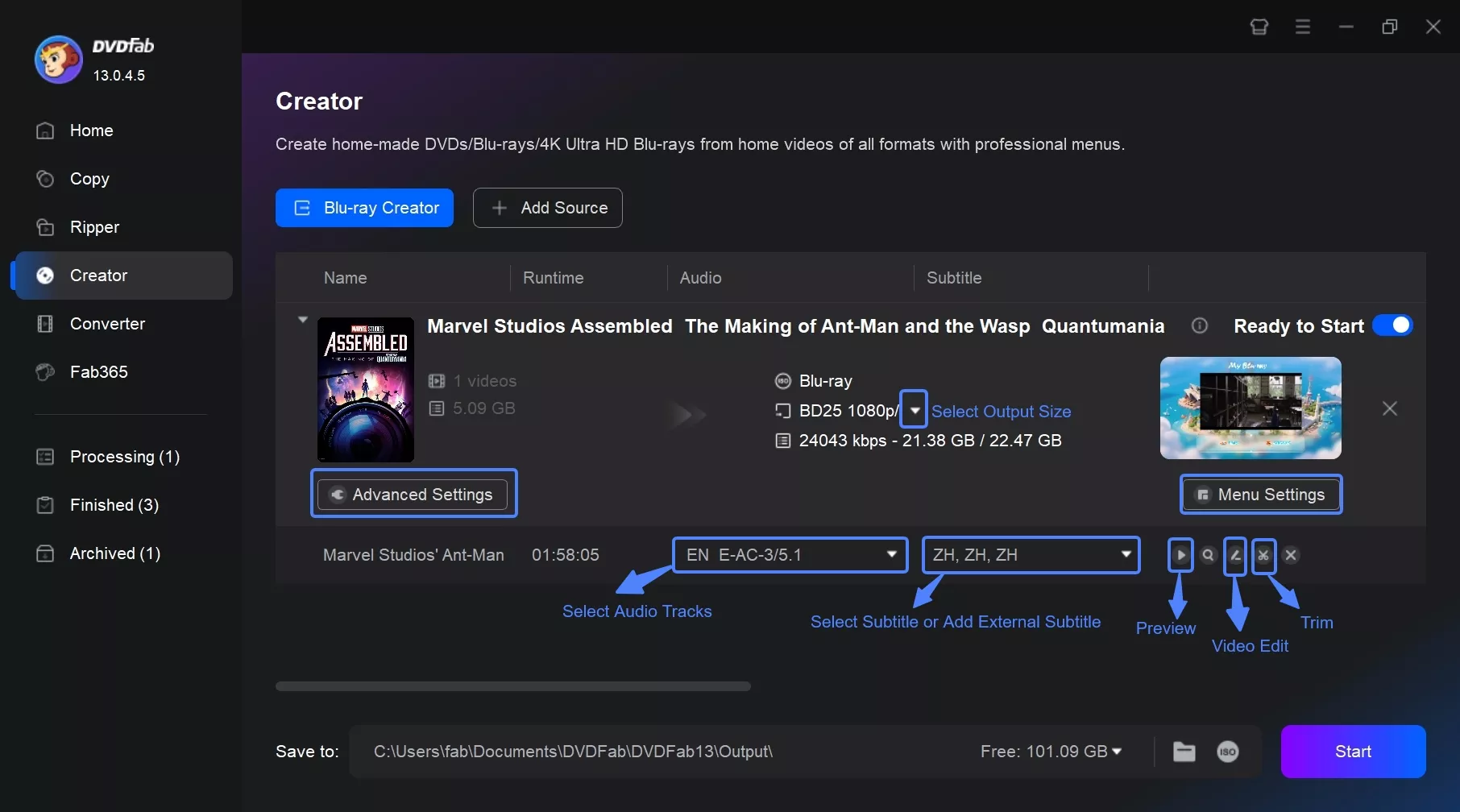 How to burn mkv to blu ray with DVDFab Blu-ray Creator