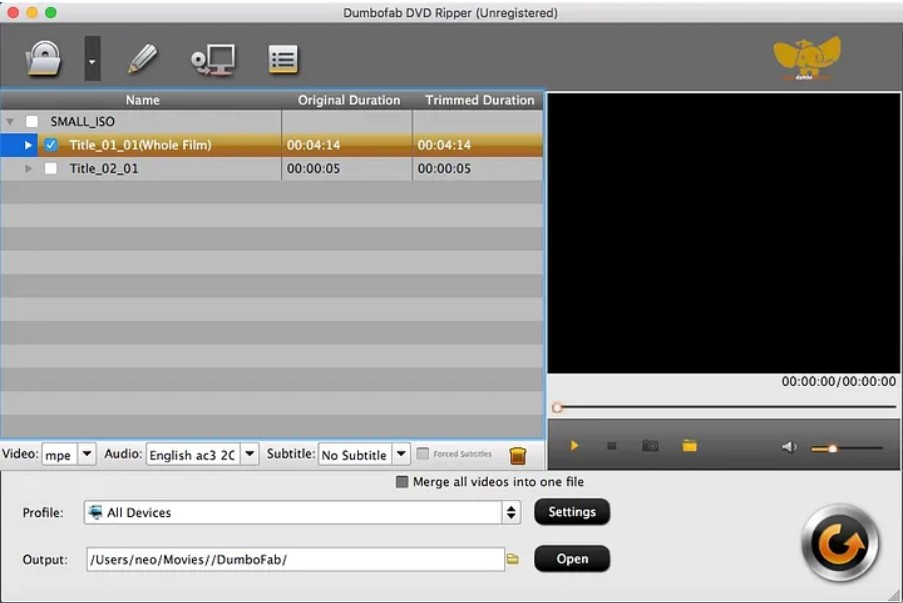 Convert DVD to MP4 on Mac using DumboFab DVD Ripper