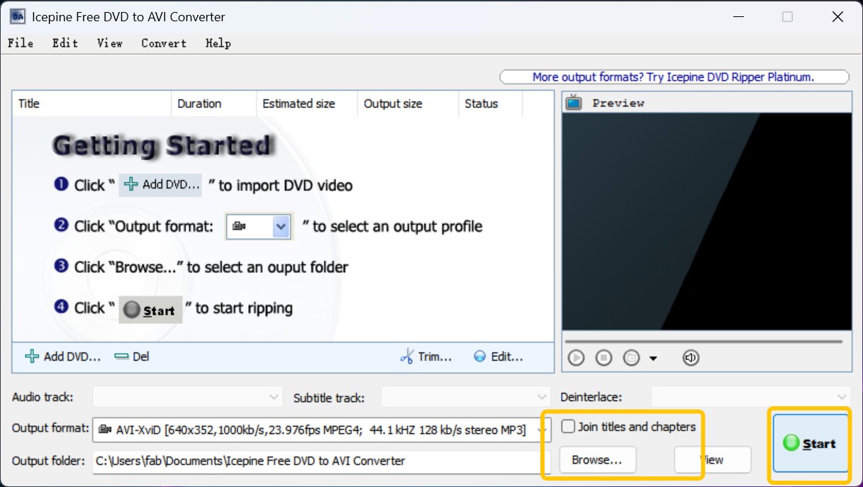How to use Icepine Free DVD to AVI Converter