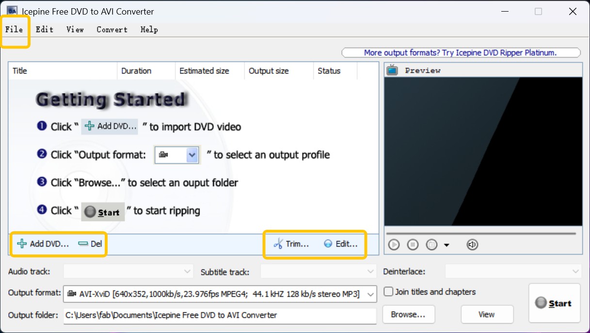 Convert DVD to AVI with Icepine Free DVD to AVI Converter