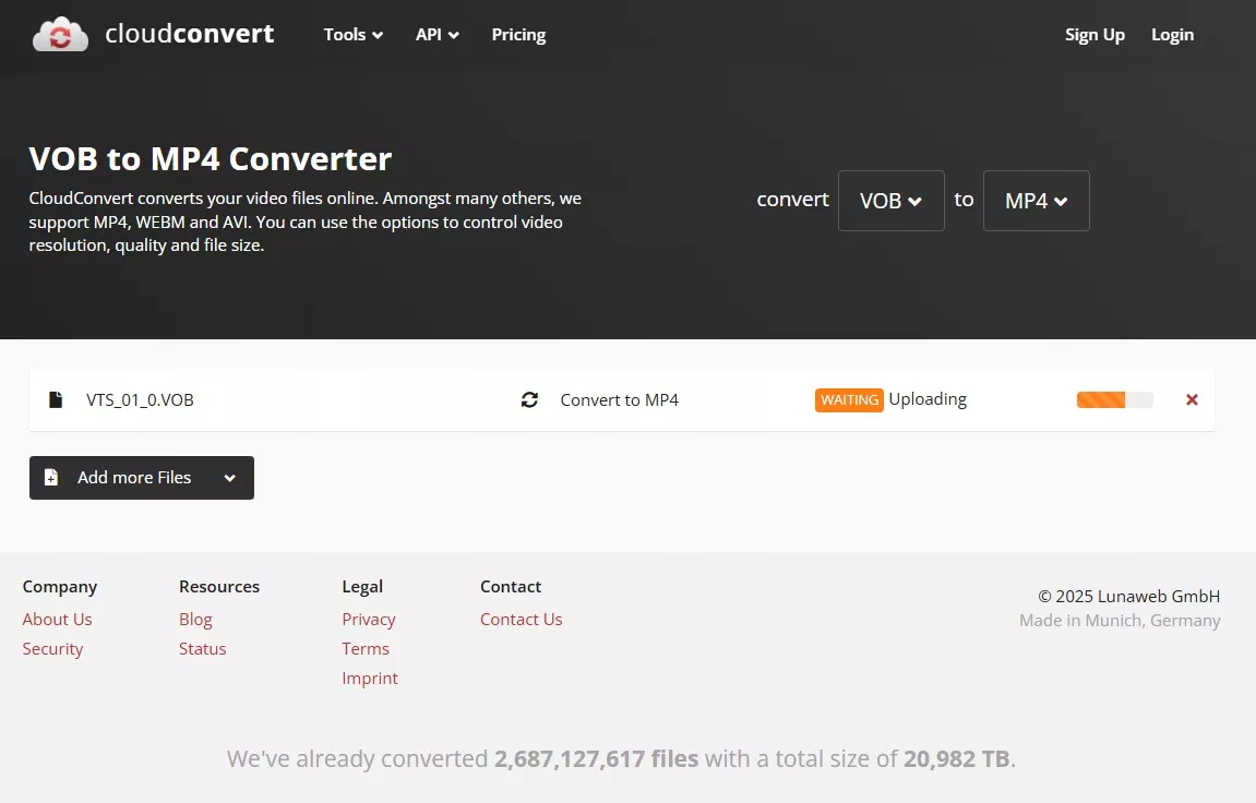 Select convert VOB to MP4