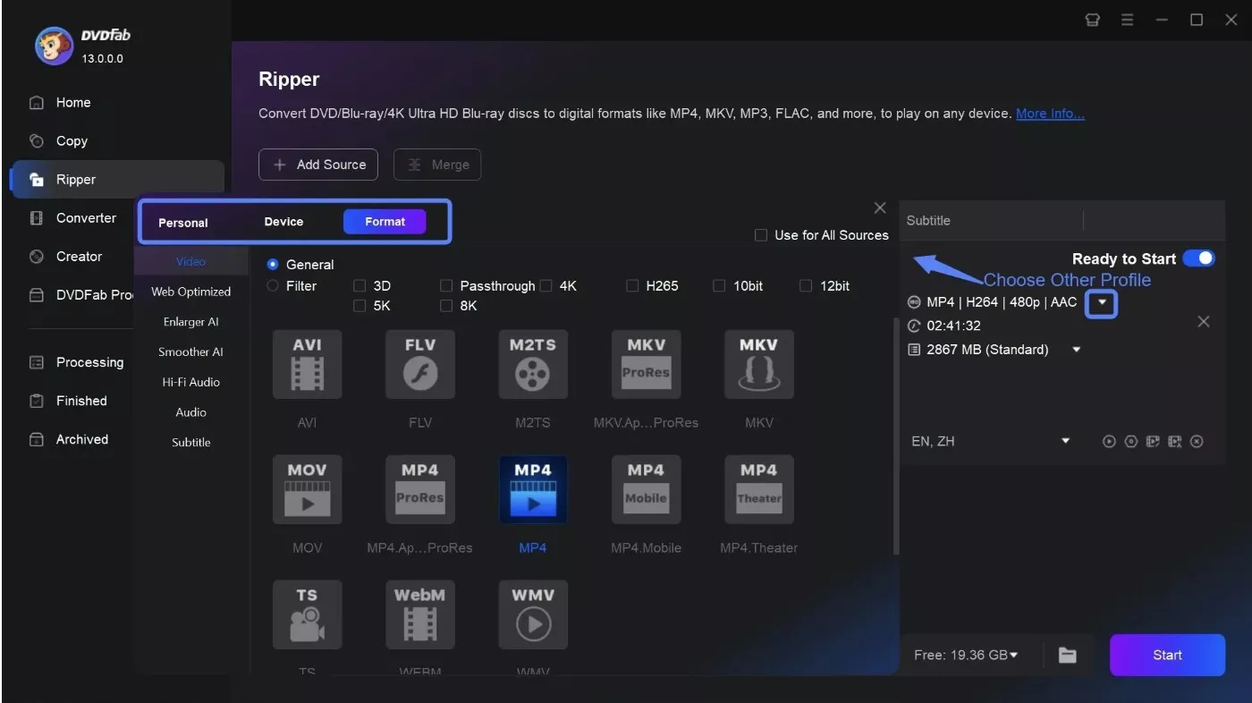 Steps to Rip DVD using DVDFab