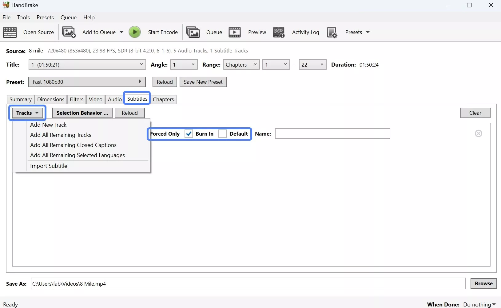 handbrake subtitle tutorial