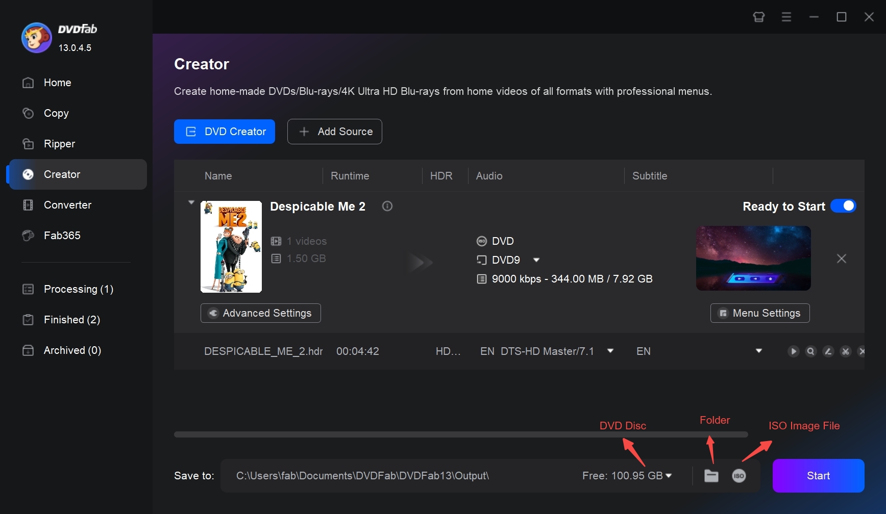 Stpe 4: Insert a Blank DVD and Start to Burn MTS/M2TS to DVD