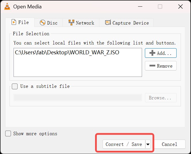 Free ISO files converters: VLC Media Player