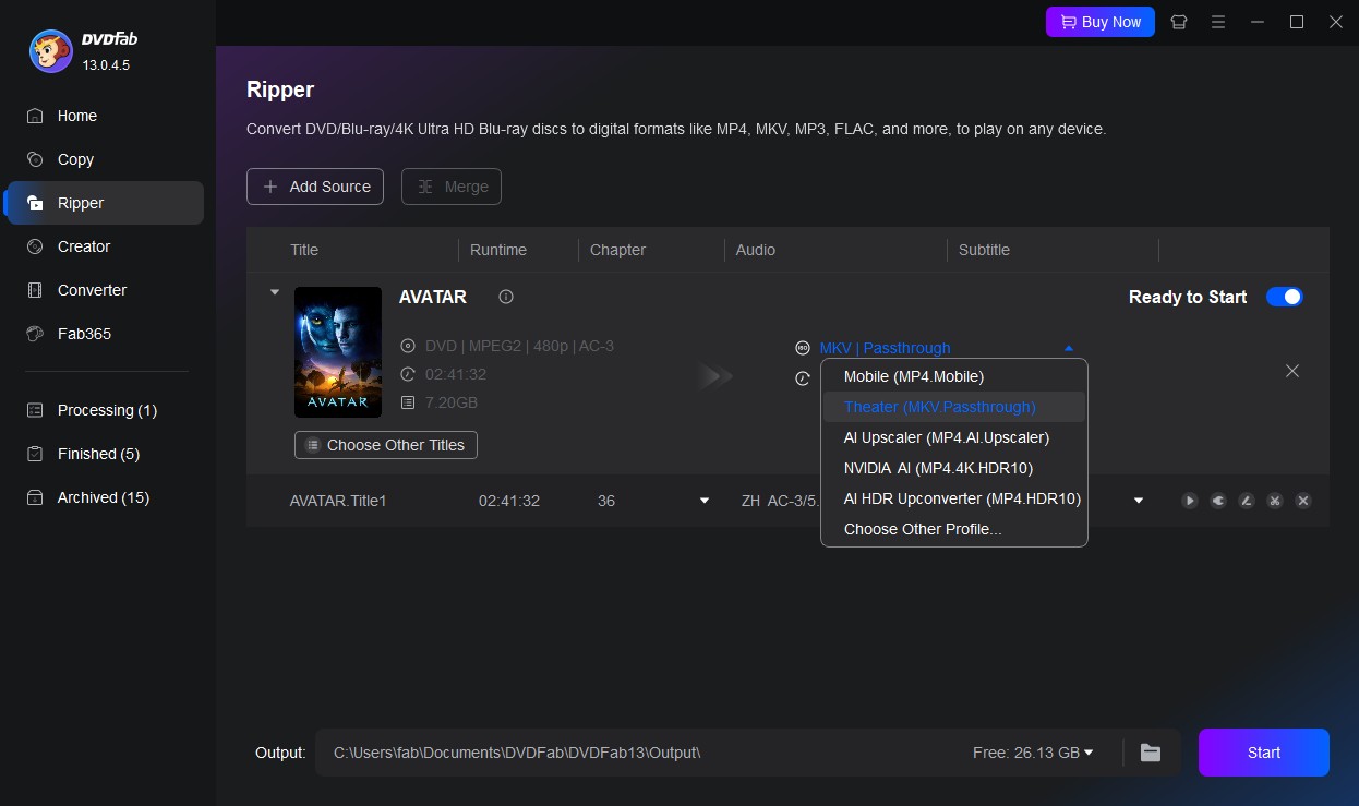 How to convert ISO to MKV passthrough with DVDFab DVD Ripper