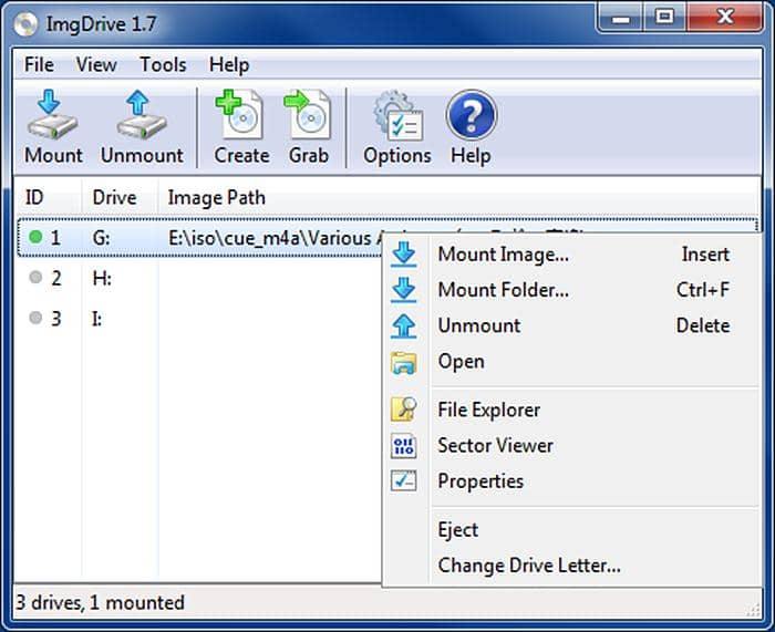 Free Virtual Drive software: ImgDrive